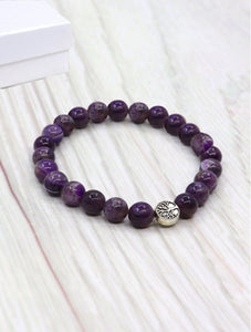 Purple Amethyst Bead Bracelets with Gift Box
