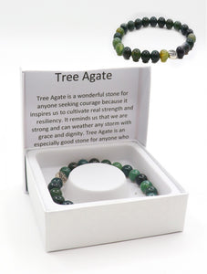Tree Agate Bead Bracelets with Gift Box