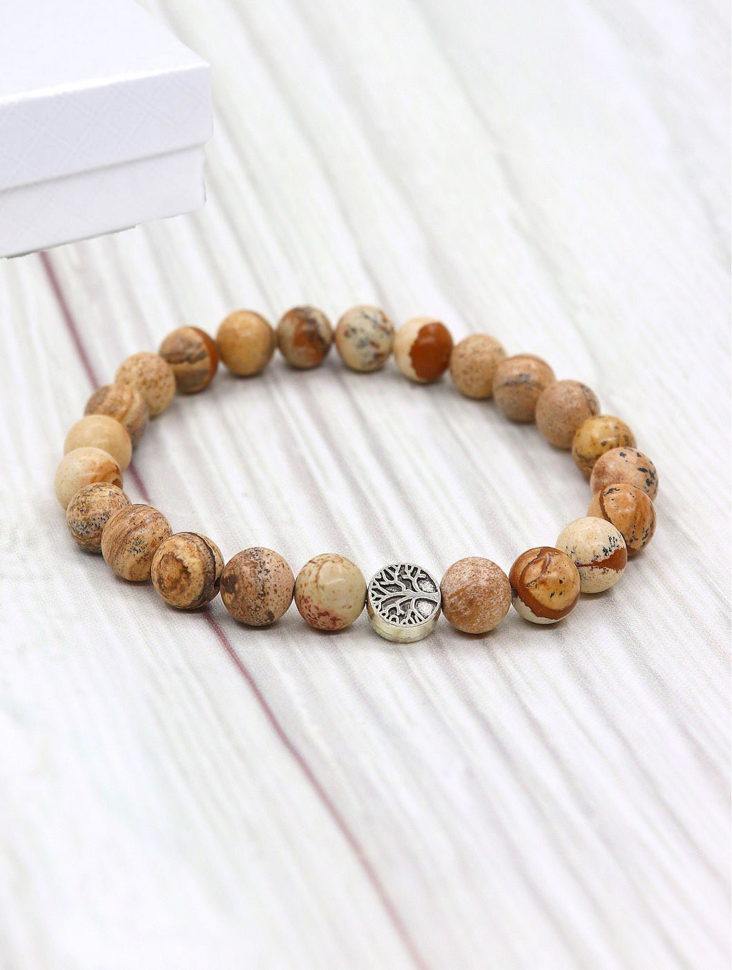 Landscape Jasper Bead Bracelets with Gift Box