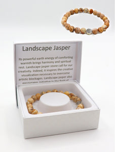Landscape Jasper Bead Bracelets with Gift Box