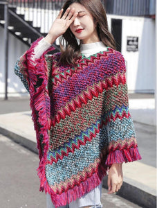 Fushia Aztec Poncho