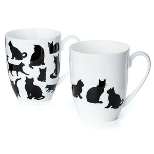 'Cat Silhouette' Mug Pair