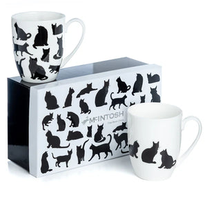 'Cat Silhouette' Mug Pair