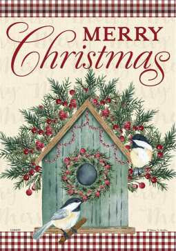 Christmas Chickadee Home - Garden Flag