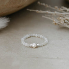 Load image into Gallery viewer, Dainty N Divine Ring- Silver/White Moon/White Pearl
