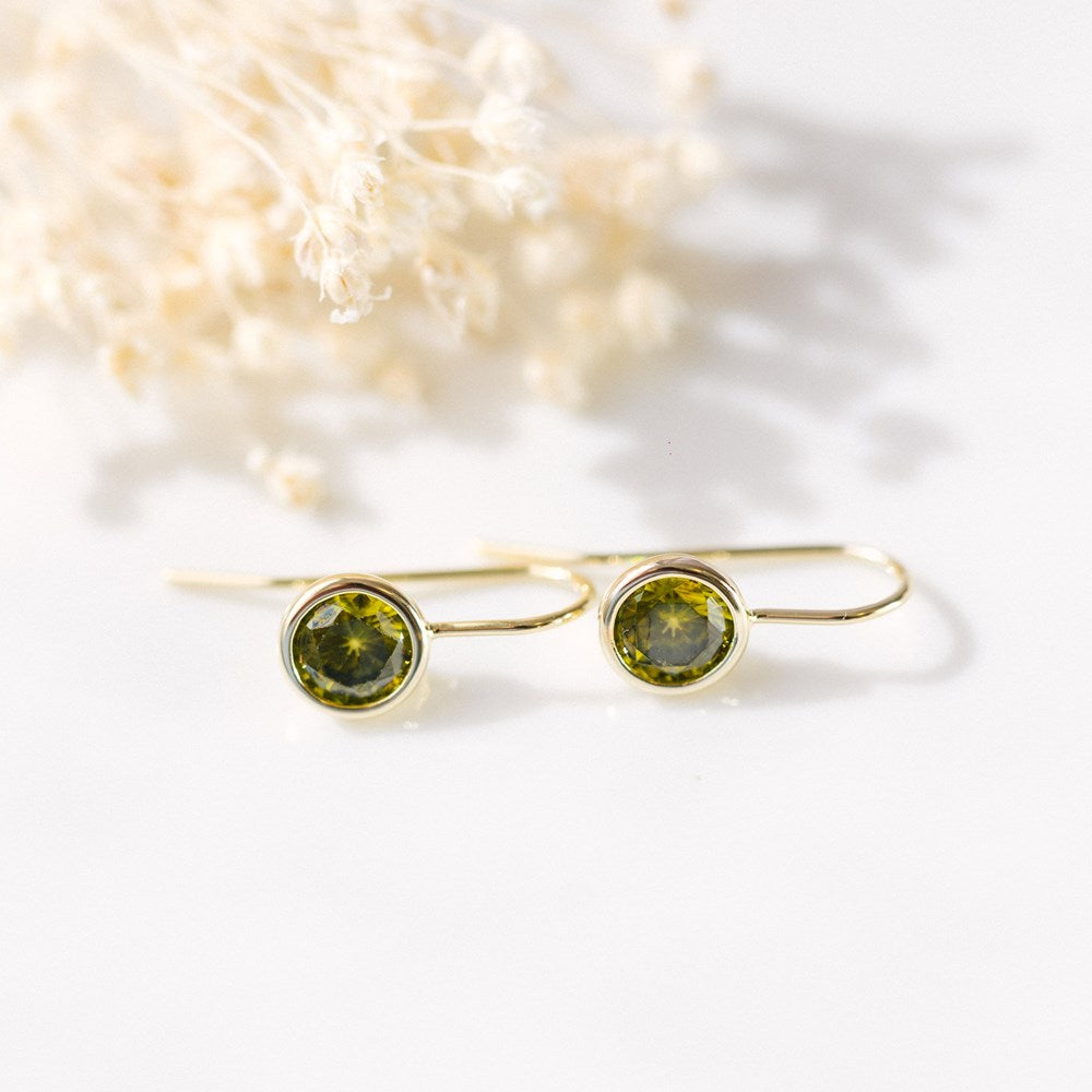 Dazzle Earrings - Gold/Moss Green