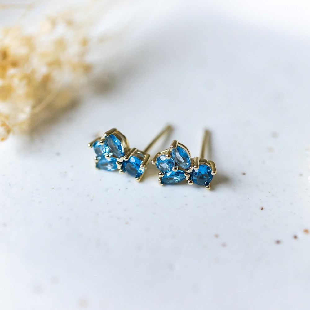 Deco Studs - Gold/Sky Blue