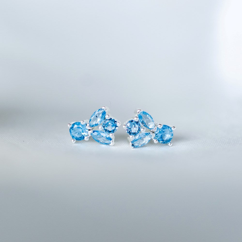 Deco Studs - Silver/Sky Blue