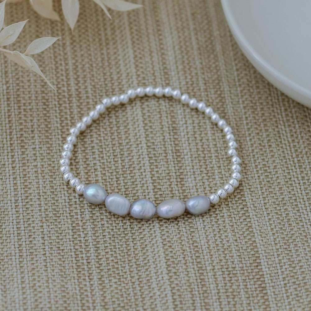 Dixie Bracelet - Silver/Grey Pearl