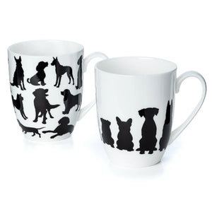 'Dog Silhouette' Mug Pair