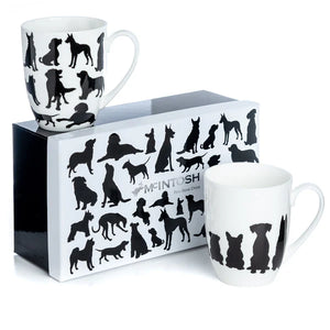 'Dog Silhouette' Mug Pair