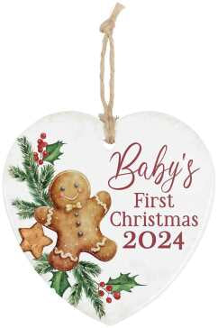 Baby's First Christmas 2024 Heart Ornament