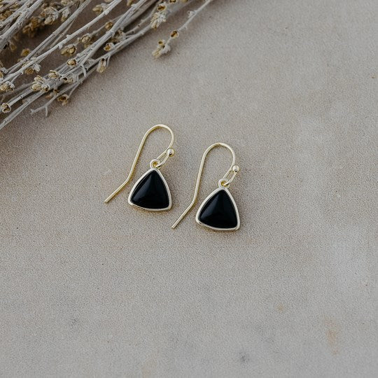 Elsie Earrings - Black Onyx - Gold