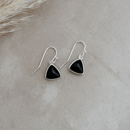 Elsie Earrings - Black Onyx - Silver