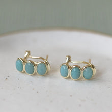 Load image into Gallery viewer, Essence Hoops- Gold/Amazonite
