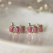 Load image into Gallery viewer, Essence Hoops- Gold/ Pink Rhodonite
