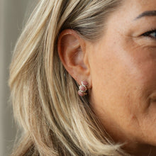 Load image into Gallery viewer, Essence Hoops- Gold/ Pink Rhodonite
