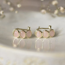 Load image into Gallery viewer, Essence Hoops- Gold/ Rose Quartz
