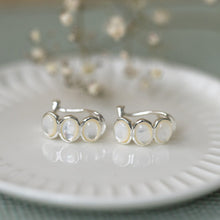 Load image into Gallery viewer, Essence Hoops- Silver/Mother of Pearl
