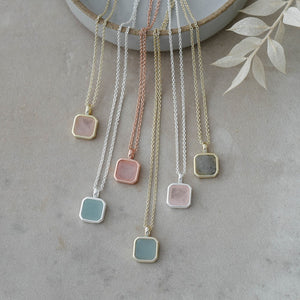 Florence Square Necklace - Gold/Labradorite