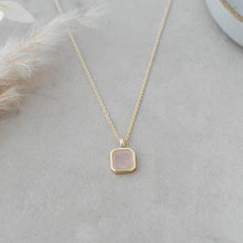 Load image into Gallery viewer, Florence Square Necklace - Gold/Rose Quartz
