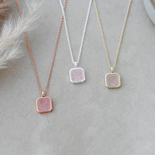 Load image into Gallery viewer, Florence Square Necklace - Silver/Rose Quartz
