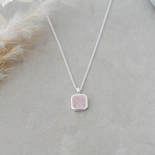 Load image into Gallery viewer, Florence Square Necklace - Silver/Rose Quartz
