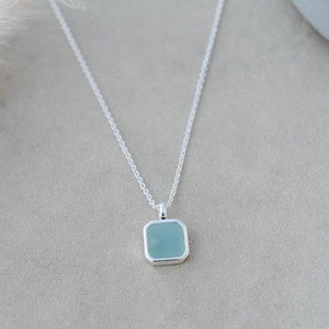 Florence Square Necklace - Silver/Amazonite