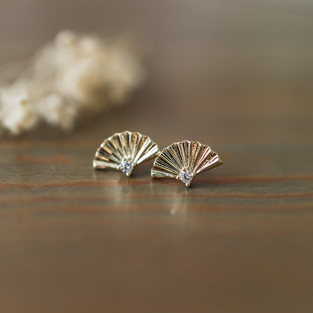 Flourish Studs - Gold/Clear