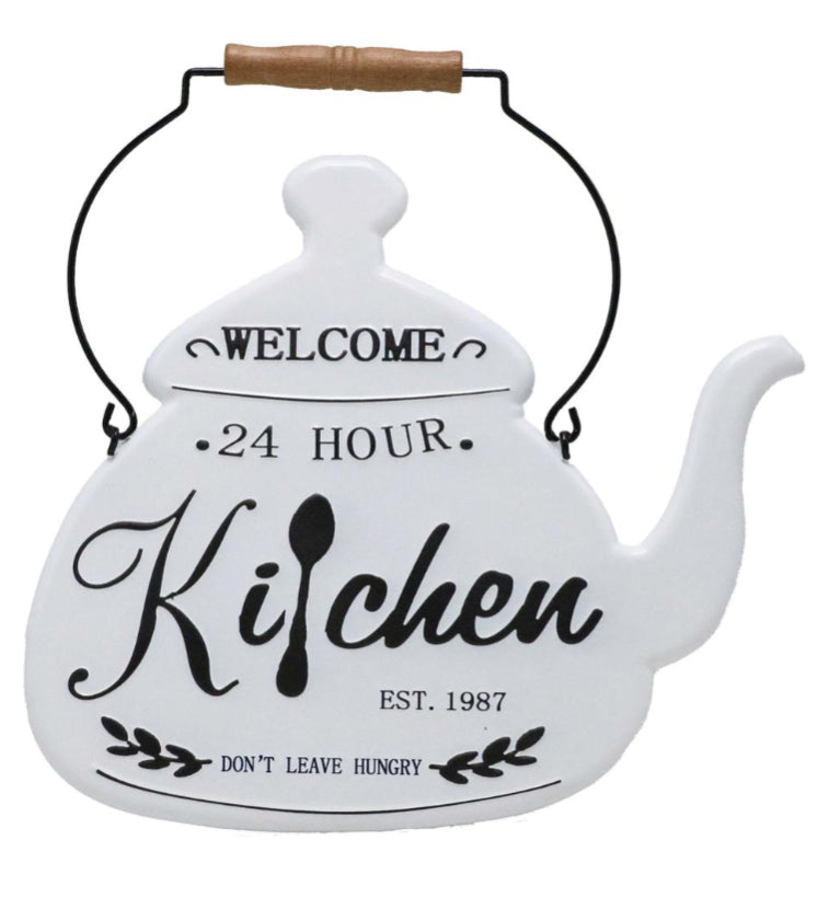 Welcome Teapot Kitchen Sign
