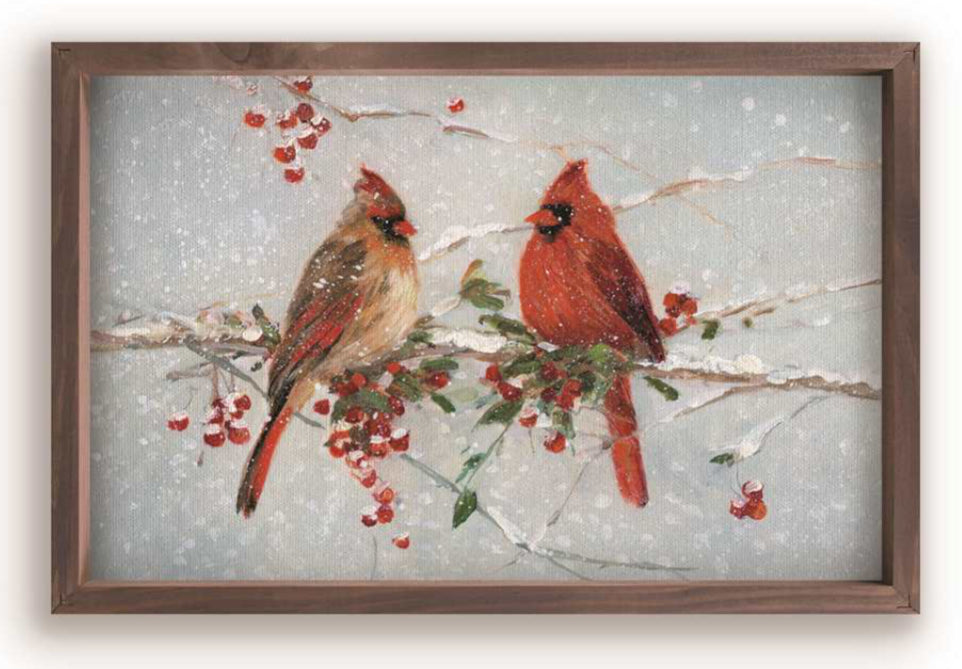 Snowy Cardinals Framed Art