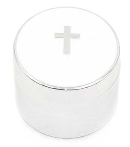 White and Silver Trinket Box with Cross