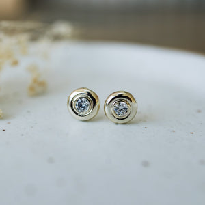 Glimmer Disc Studs -Gold/Clear
