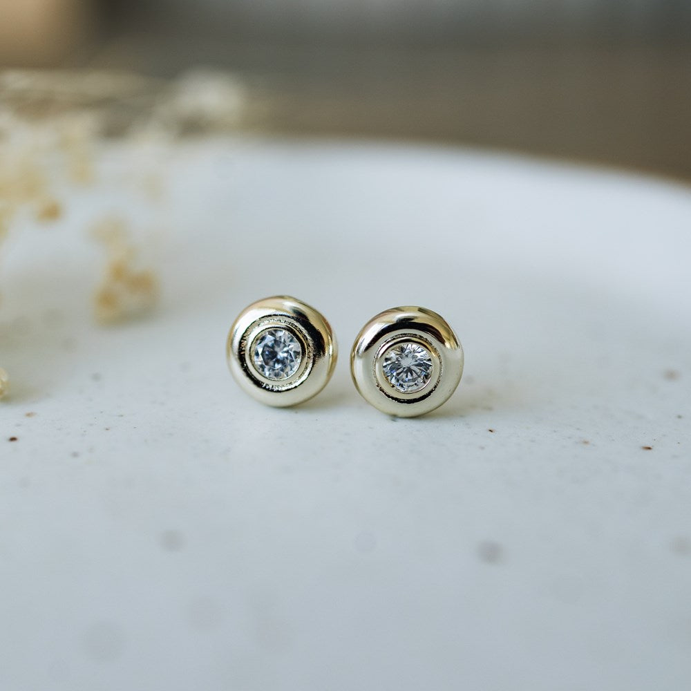 Glimmer Disc Studs -Gold/Clear