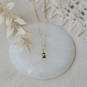 Moss Green Glim Necklace - Gold