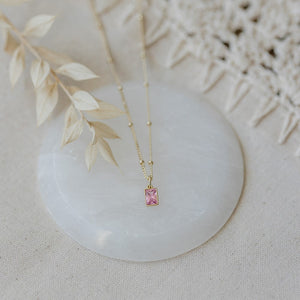 Pink Glim Necklace - Gold