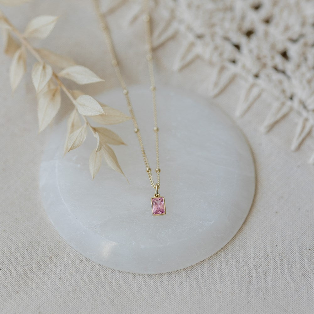 Pink Glim Necklace - Gold