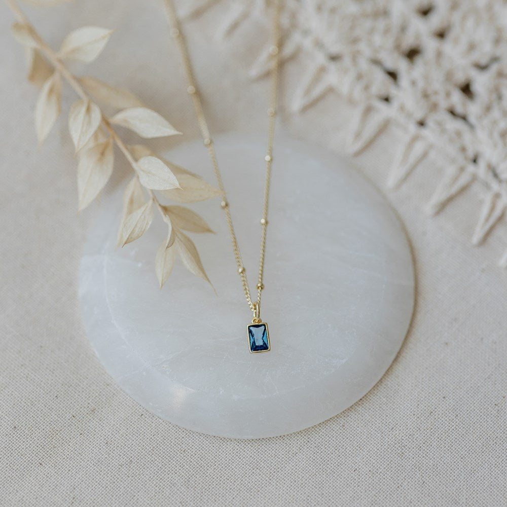 Sky Blue Glim Necklace - Gold