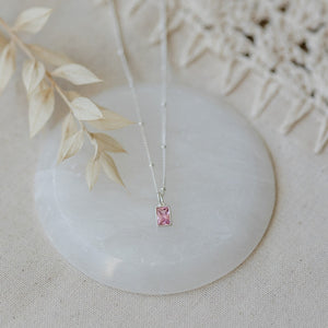 Pink Glim Necklace - Silver