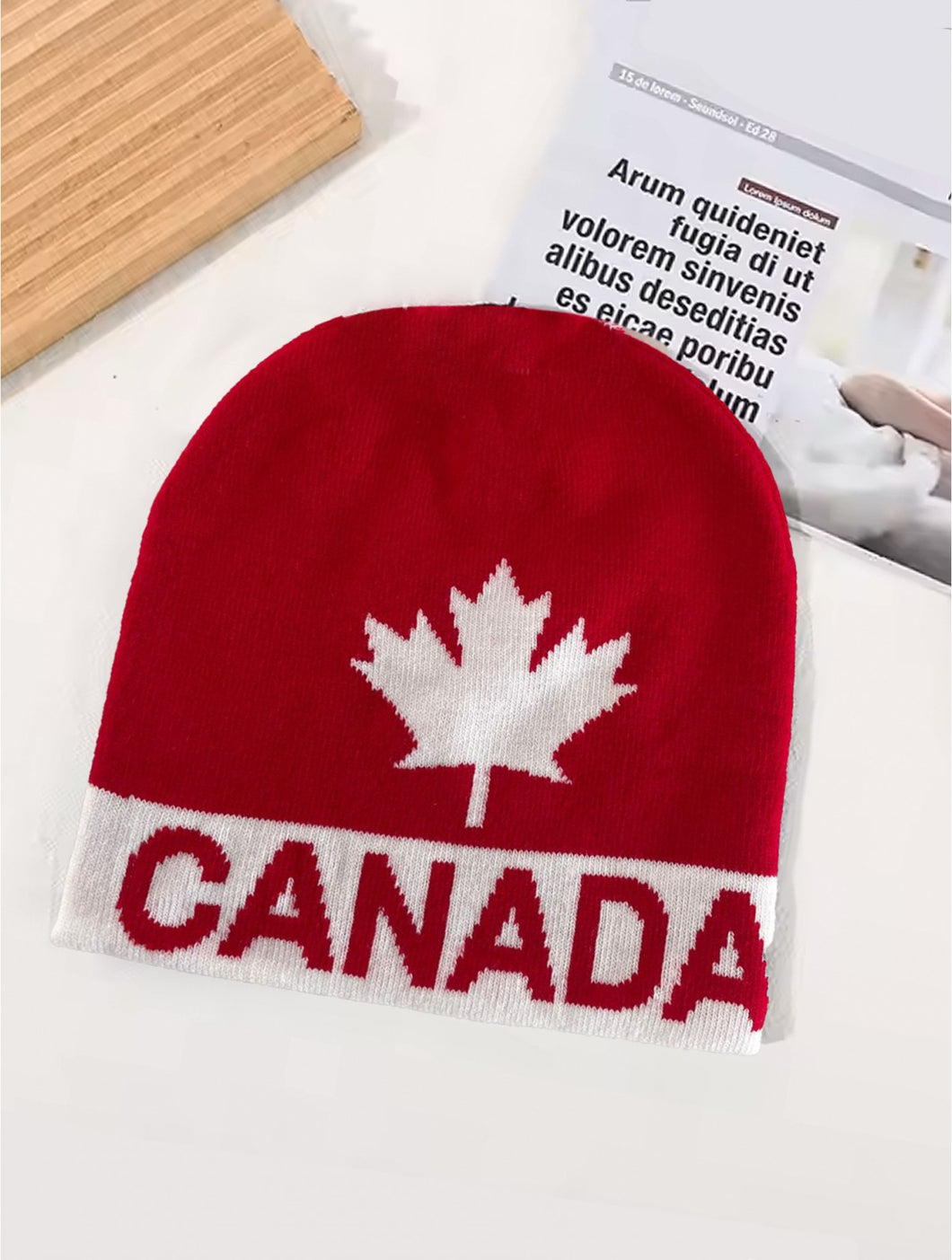 Red Canada Themed Beanie