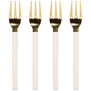 Ivory/Gold Dessert Forks - Set of 4