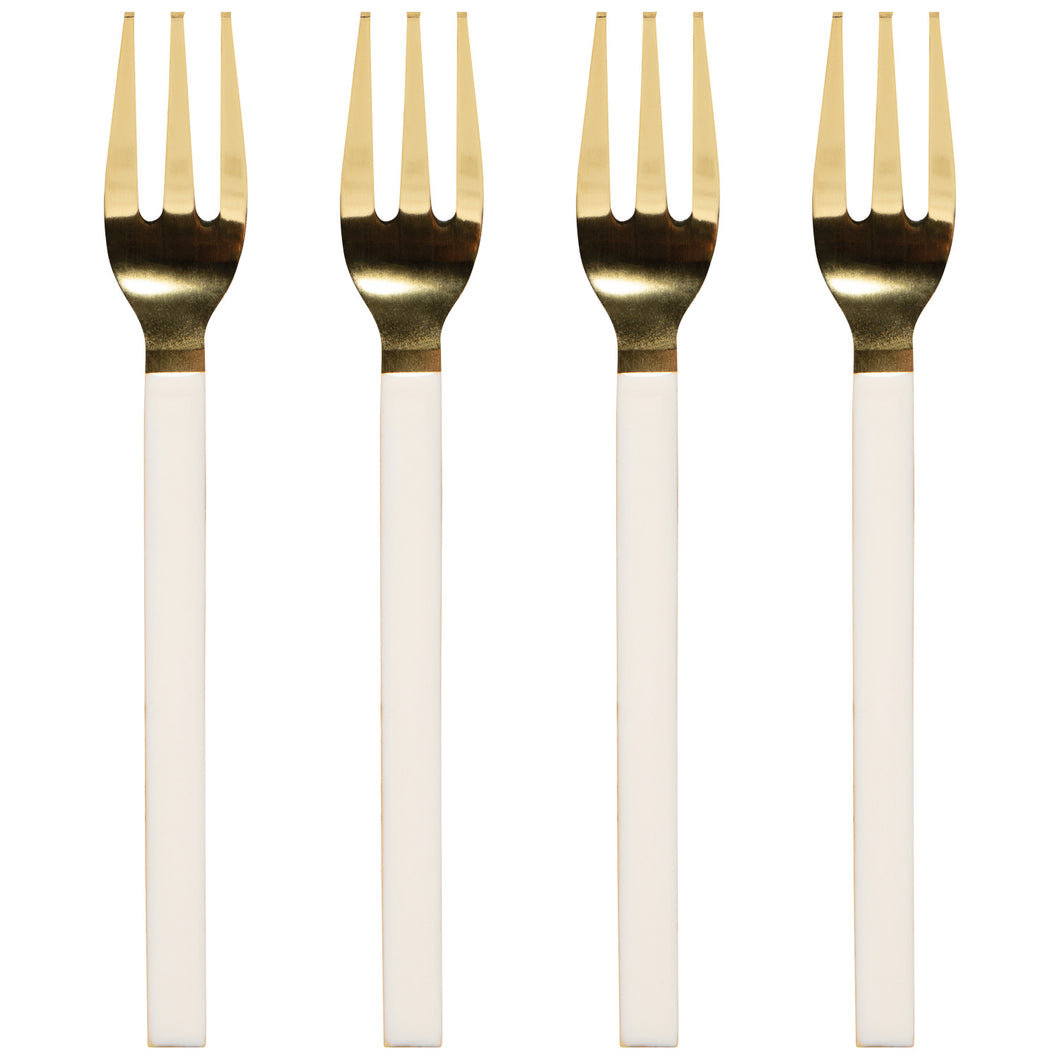 Ivory/Gold Dessert Forks - Set of 4