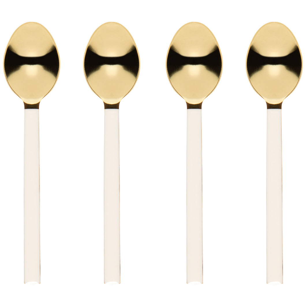Ivory/Gold Dessert Spoons -  Set of 4