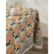 Load image into Gallery viewer, Goldenrise Block Print Tablecloth - 60 x 84 inch
