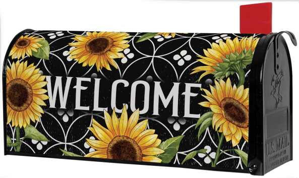 Welcome Sunflower Mailbox Cover