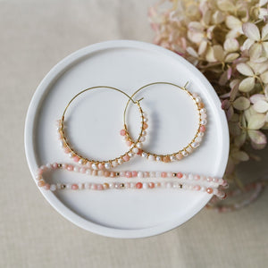 Lumi Hoops - Gold/Pearl/Pink Opalite