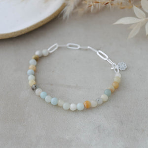 Lysa Bracelet - Silver/Amazonite