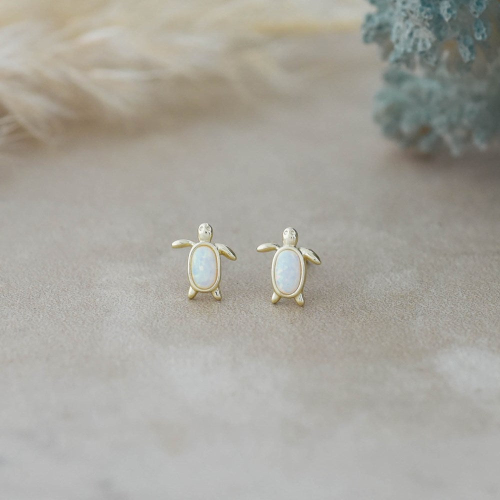 Maui Studs - Gold/White Opalite