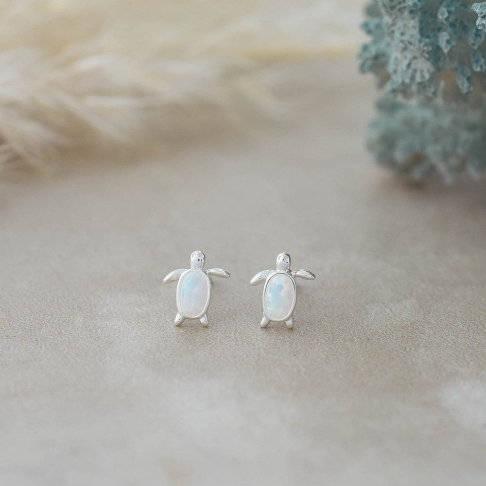 Maui Studs - Silver/White Opalite