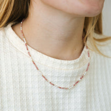 Load image into Gallery viewer, Mira Necklace- Gold/Pink Rhodonite/Pearl
